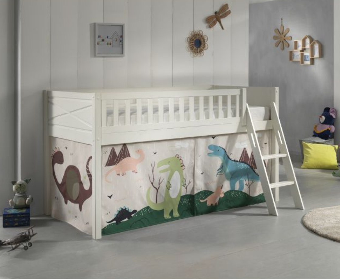 Snowy Midsleeper with Slanted Ladder - White