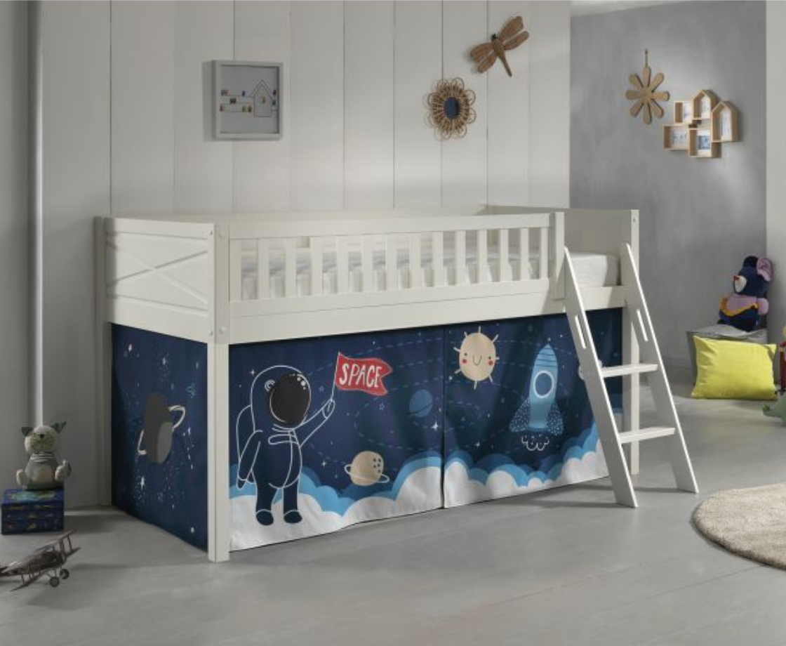 Snowy Midsleeper with Slanted Ladder - White