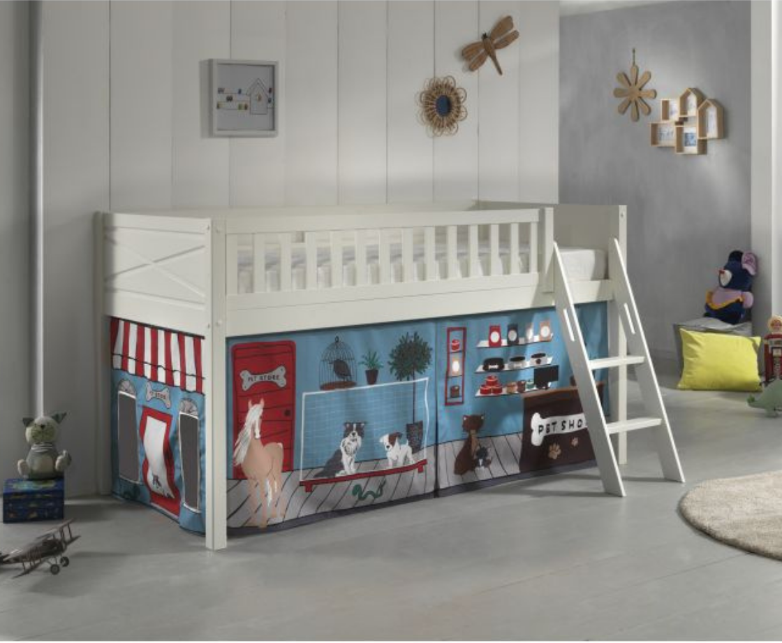 Snowy Midsleeper with Slanted Ladder - White