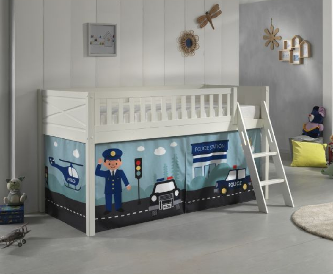 Snowy Midsleeper with Slanted Ladder - White