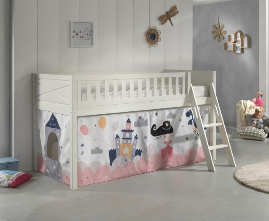 Snowy Midsleeper with Slanted Ladder - White