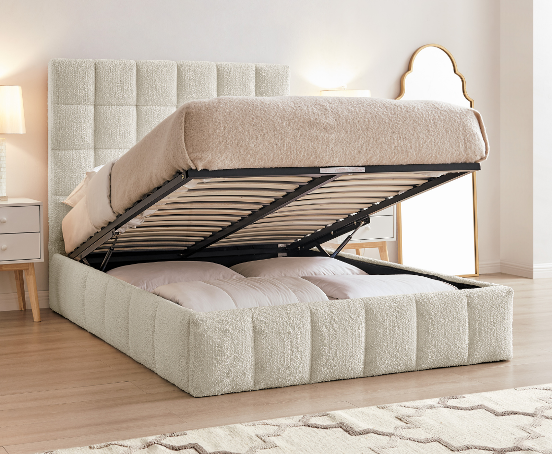 Starla 5ft Kingsize Ottoman Bed Frame - Ivory