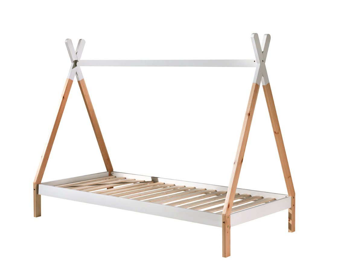 Tipi Bed 90x200cm without gate - White & Oak