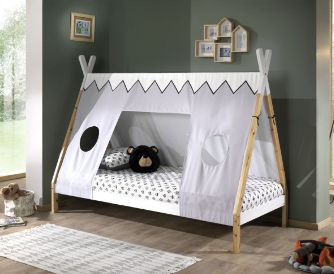 Tipi Bed 90x200cm without gate - White & Oak