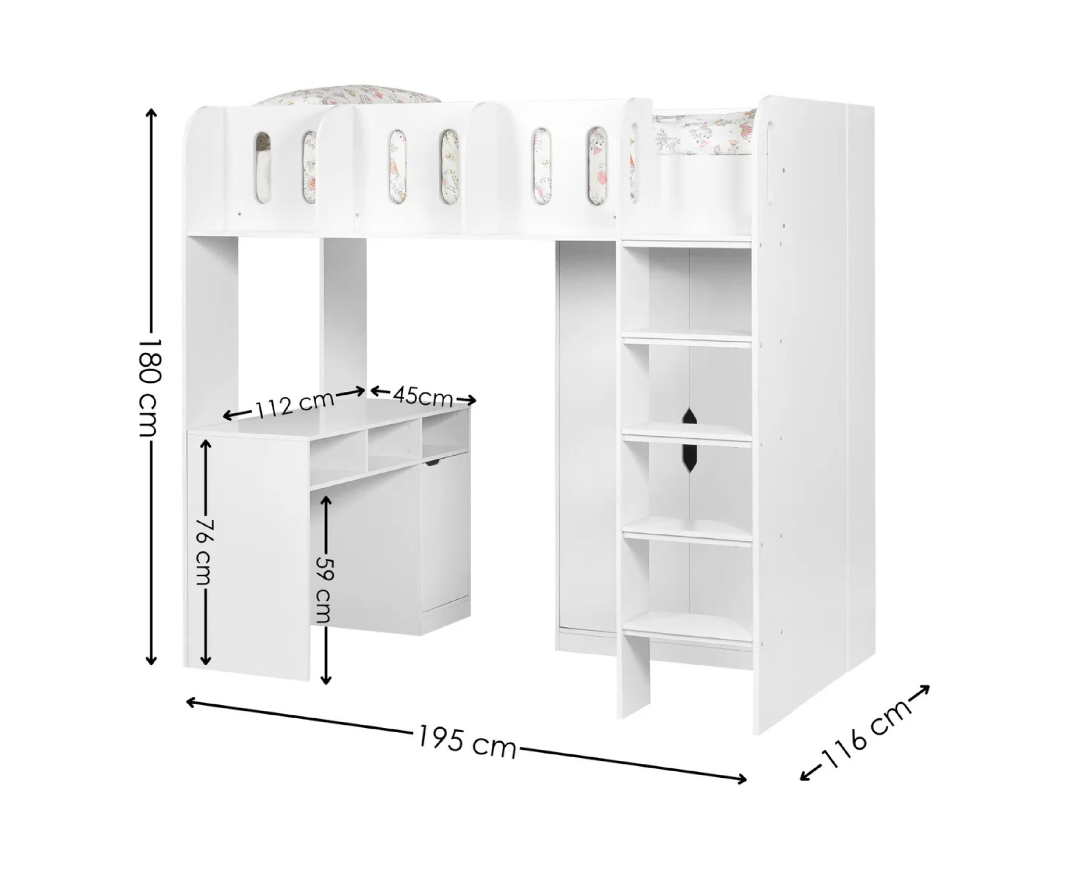 Vision Highsleeper Bed - White