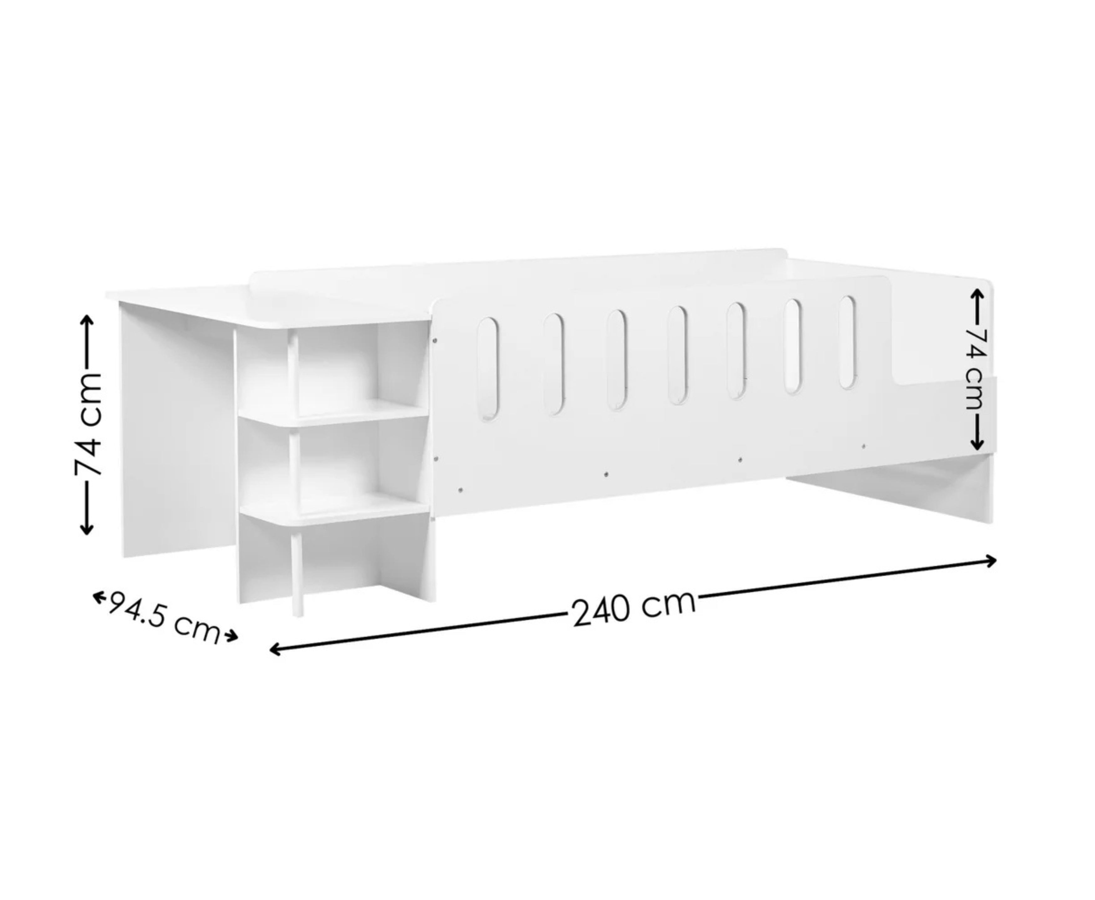 Vision Low Sleeper with Desk - White