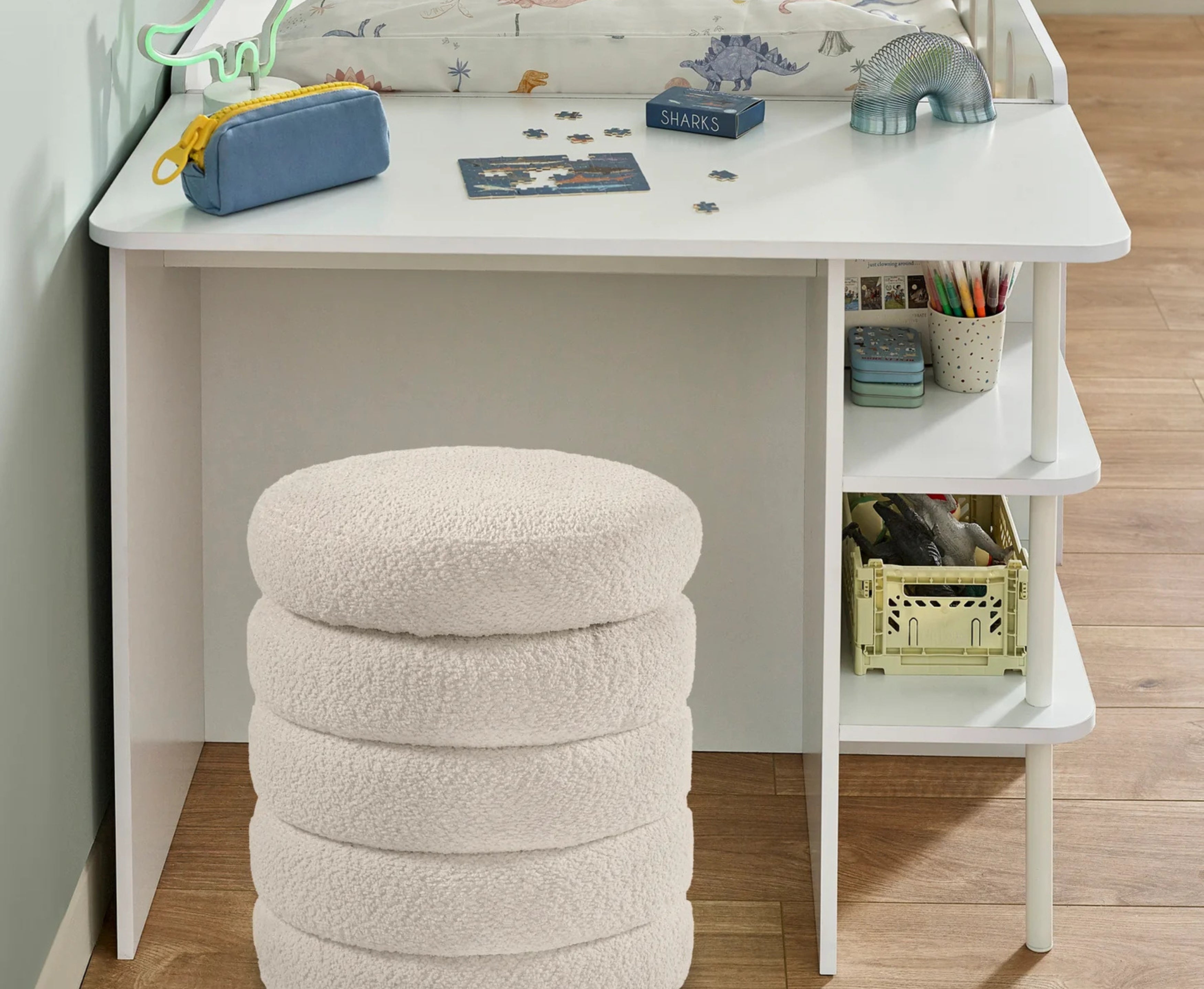 Vision Low Sleeper with Desk - White