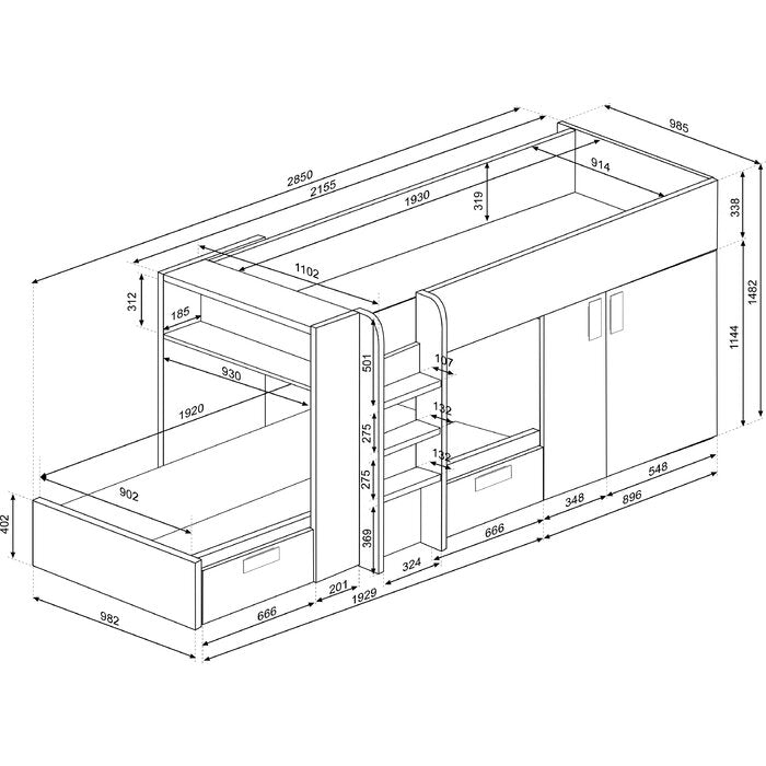 Supreme Bunk Bed - Grey Oak