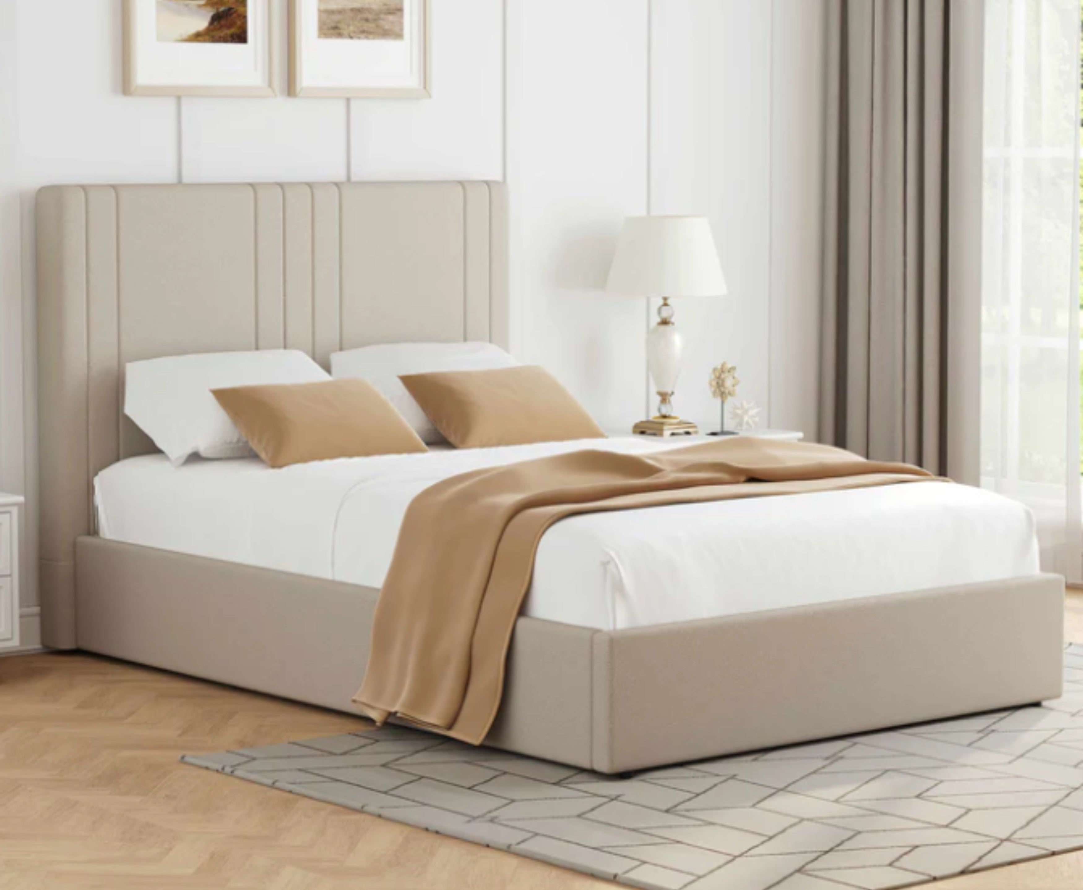 Willa 5ft Kingsize Ottoman Bed Frame - Beige