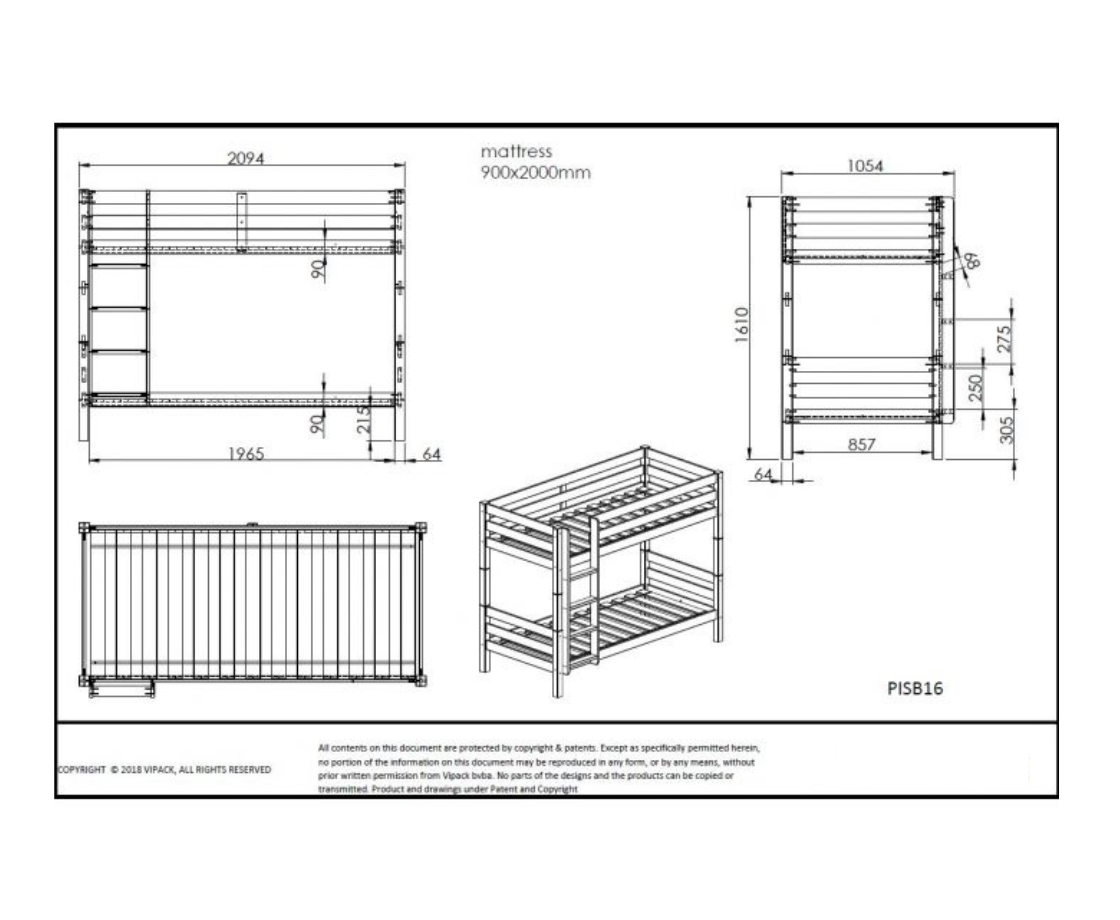 Funkie Bunk Bed 160cm - Natural