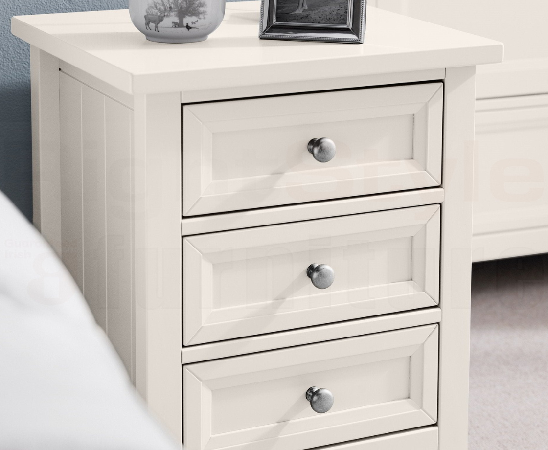 Maine 3 Drawer Bedside - Surf White