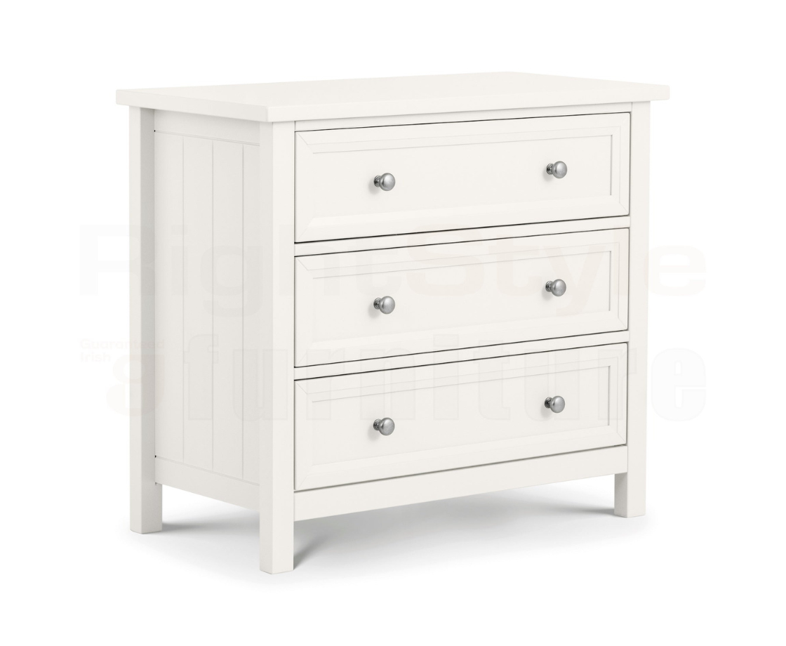 Maine 3 Drawer Chest - Surf White