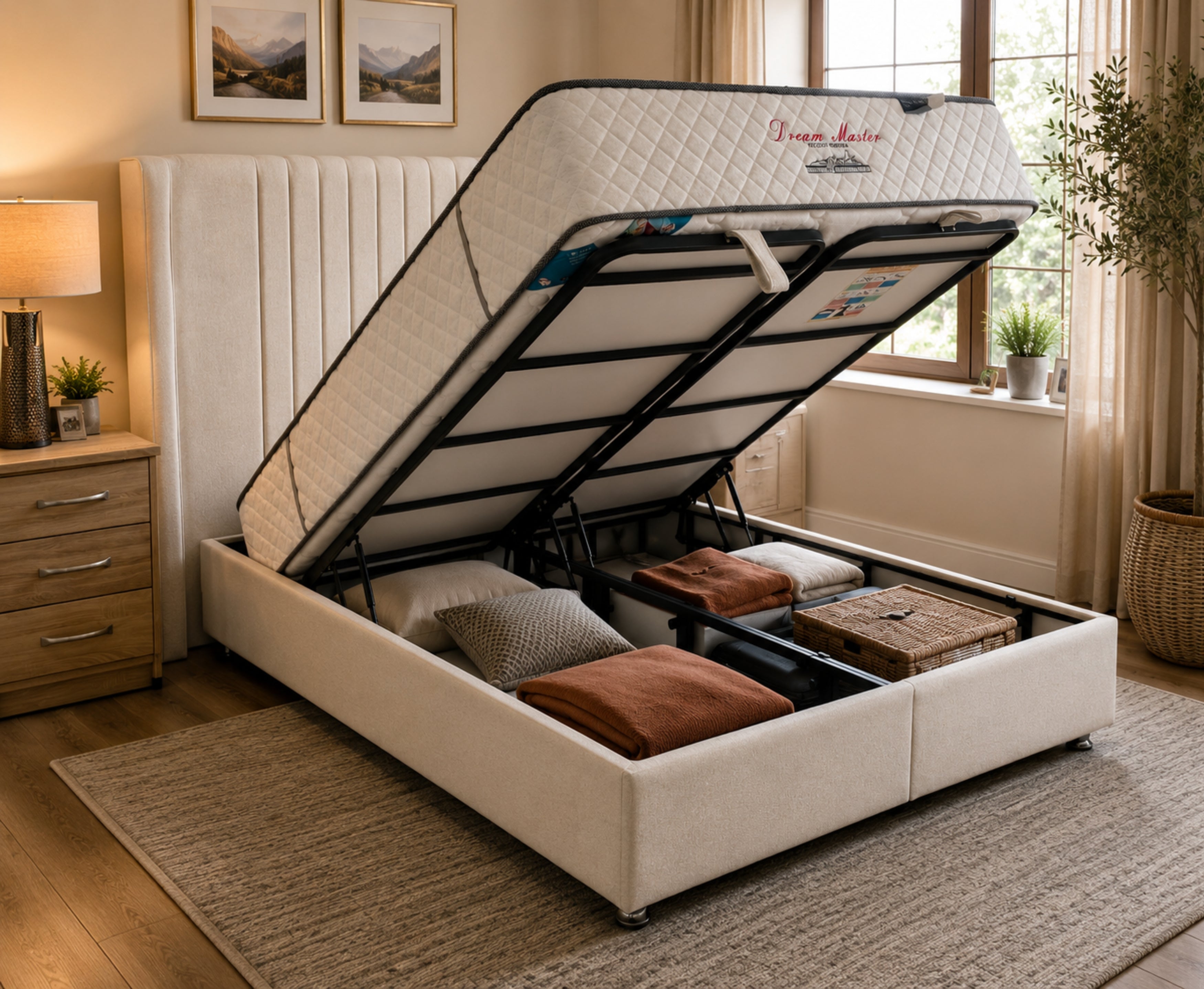 Roma 6ft Superking Ottoman Bed Frame - Beige