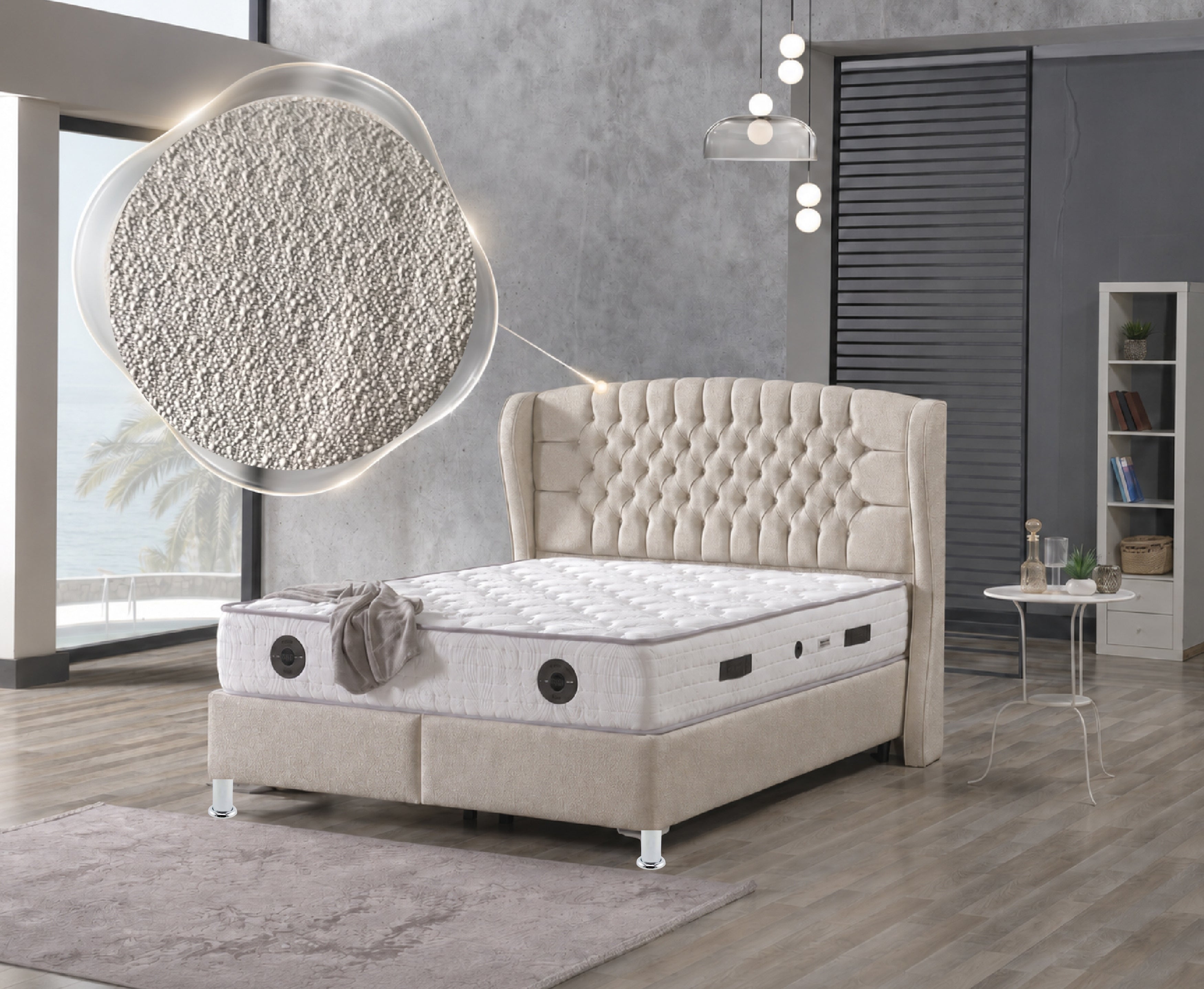 Venus 5ft Kingsize Ottoman Bed Frame - Beige