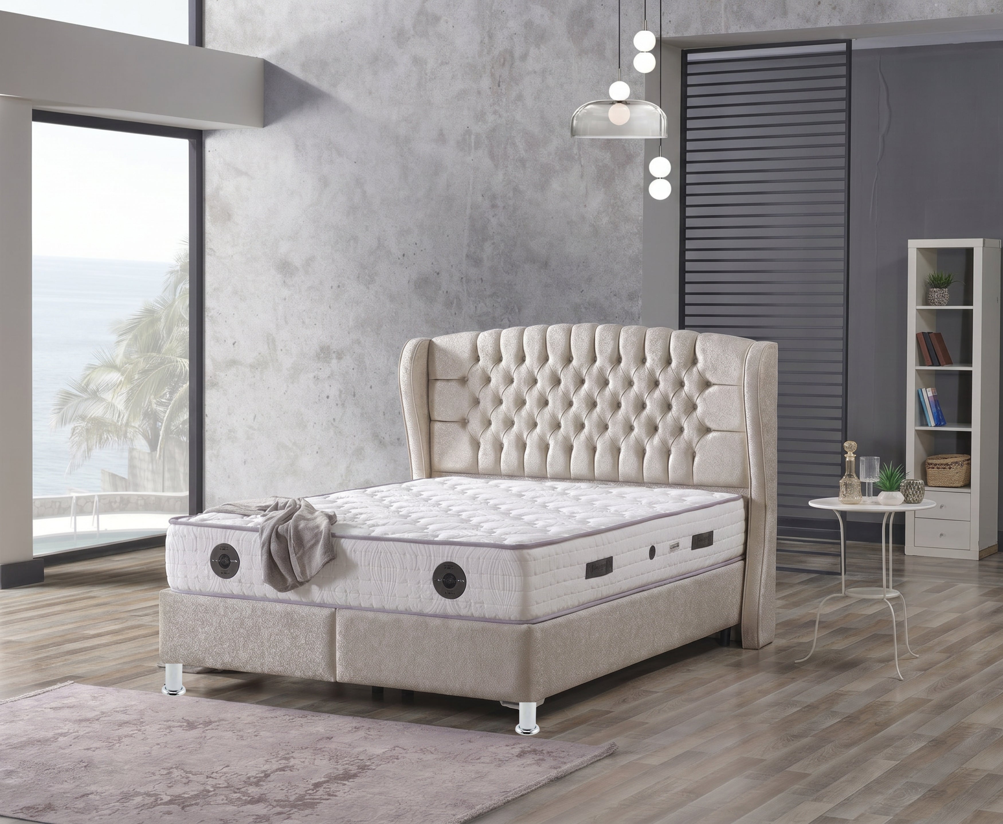 Venus 4ft 6 Double Ottoman Bed Frame - Beige