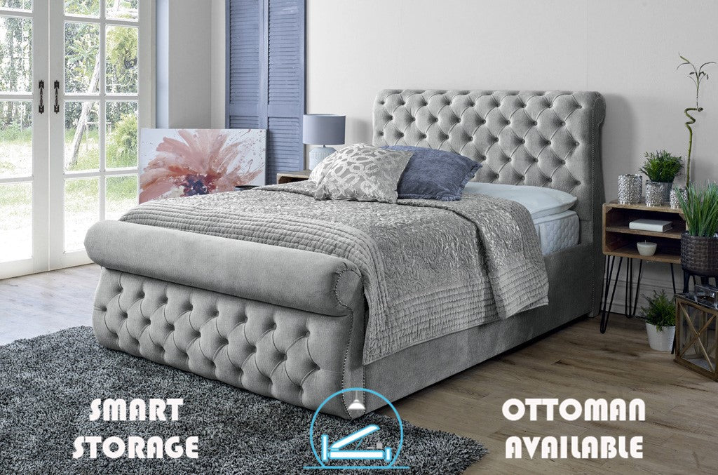 Alicante 4ft 6 Ottoman Bed Frame- Velvet Mustard