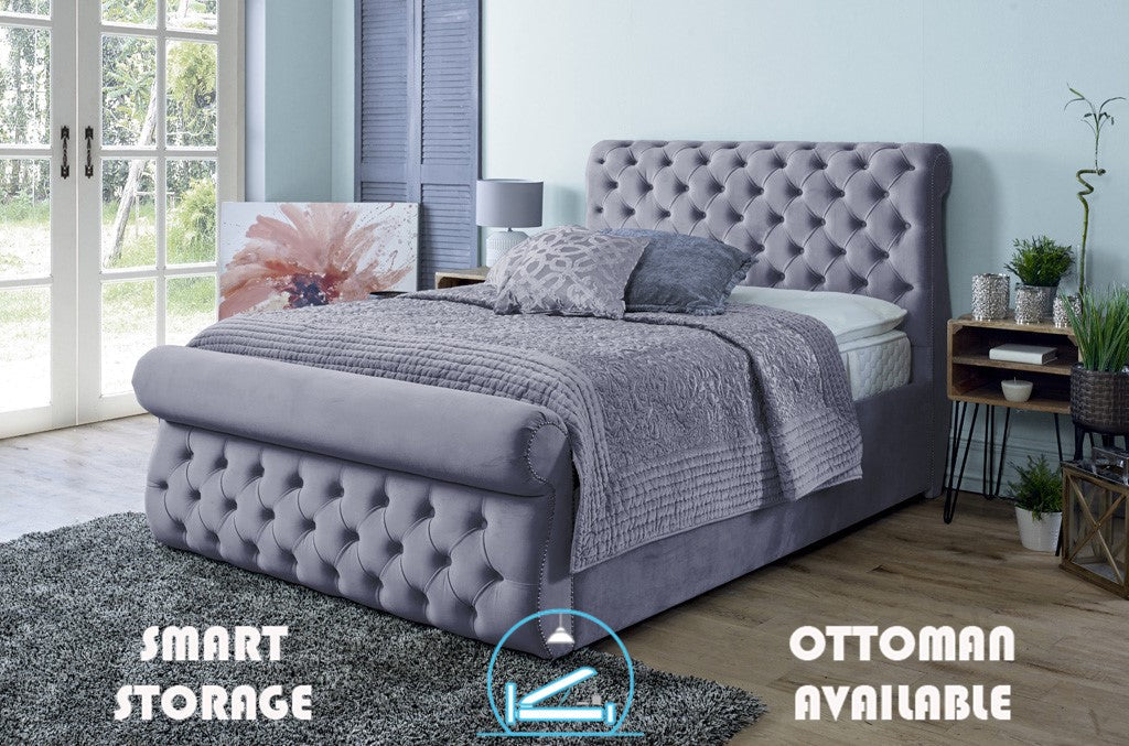Alicante 4ft 6 Ottoman Bed Frame- Velvet Pink