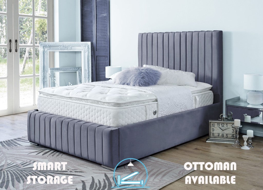 Turin 6ft Superking Ottoman Bed Frame- Velvet Blue