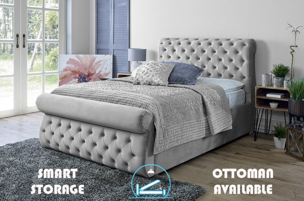 Alicante 4ft 6 Ottoman Bed Frame- Velvet Pink