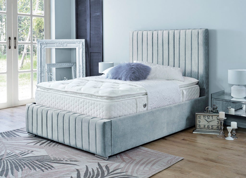 Turin 4ft 6 Ottoman Bed Frame- Velvet Silver