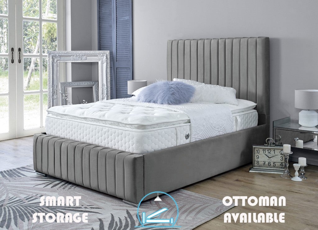Turin 4ft 6 Ottoman Bed Frame- Velvet Beige