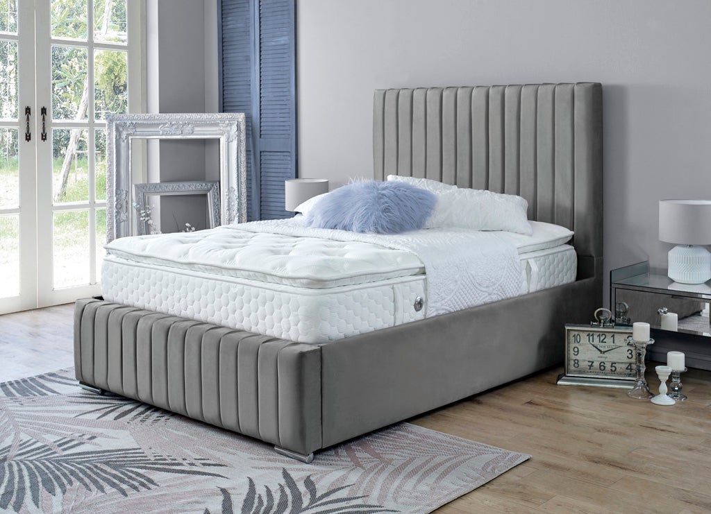 Turin 4ft 6 Ottoman Bed Frame- Velvet Silver