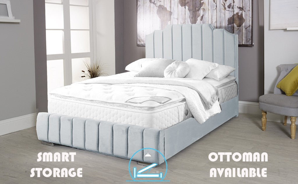 Art Deco 3ft Single Ottoman Bed Frame- Velvet Pink