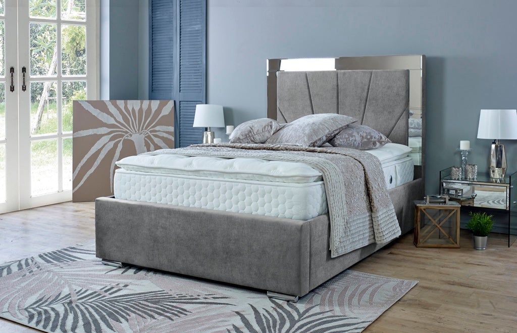 Aurora 6ft Superking Ottoman Bed Frame- Velvet Steel