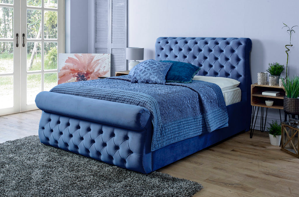 Alicante 4ft 6 Bed Frame- Velvet Blue