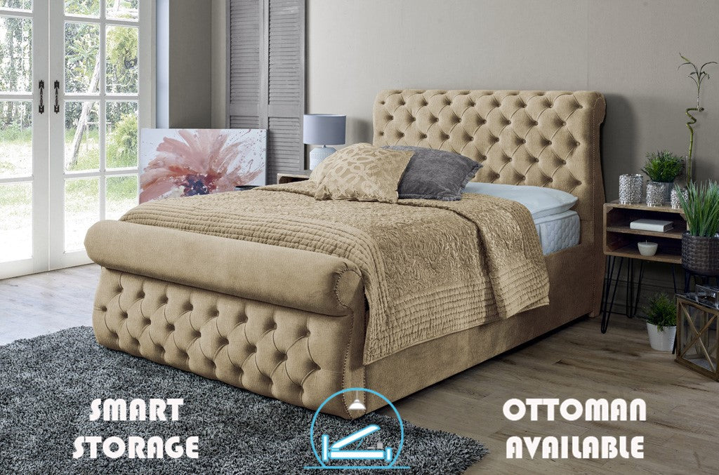 Alicante 4ft 6 Ottoman Bed Frame- Velvet Pink