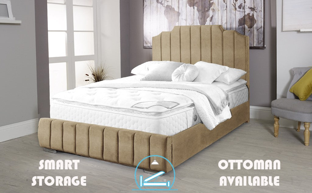 Art Deco 4ft Bed Frame- Velvet Beige