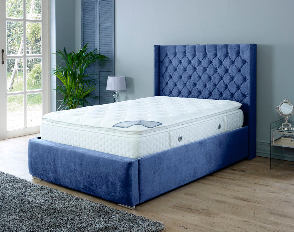 Rose 4ft Ottoman Bed Frame- Velvet Silver