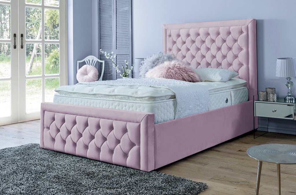 Lewis 5ft Kingsize Ottoman Bed Frame- Velvet Beige