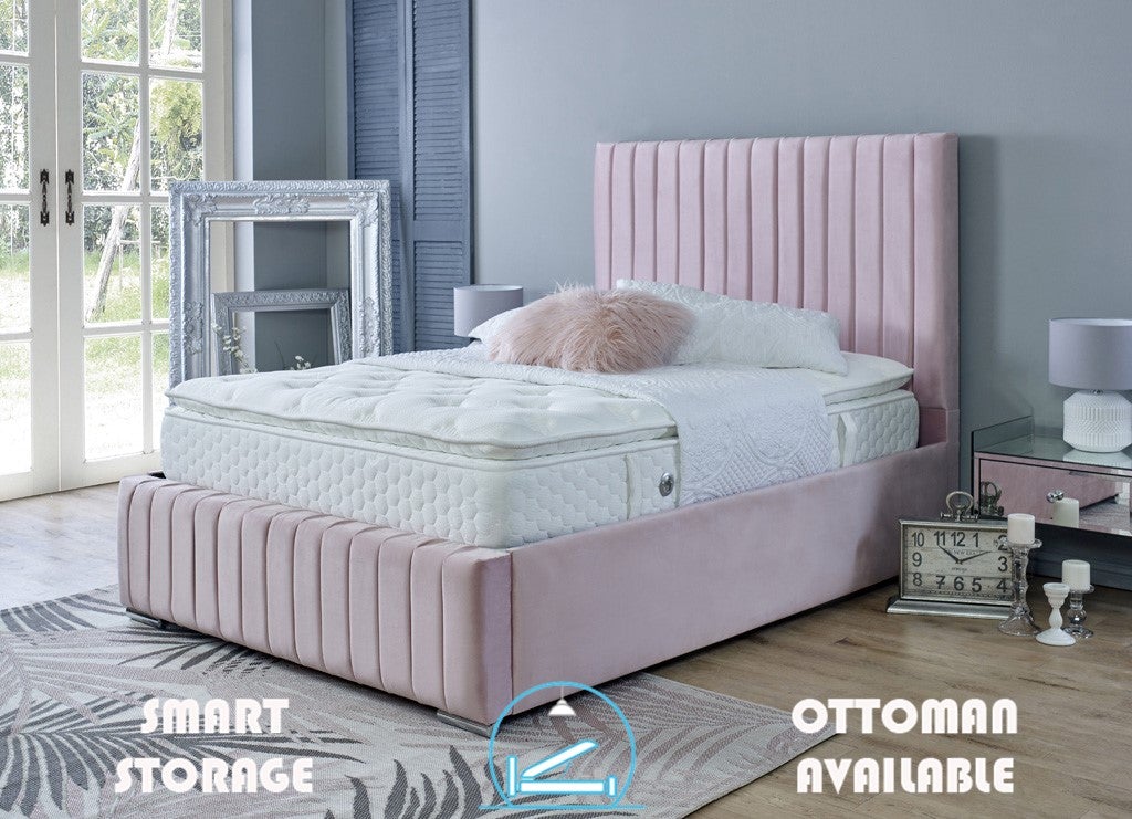 Turin 4ft 6 Ottoman Bed Frame- Velvet Beige