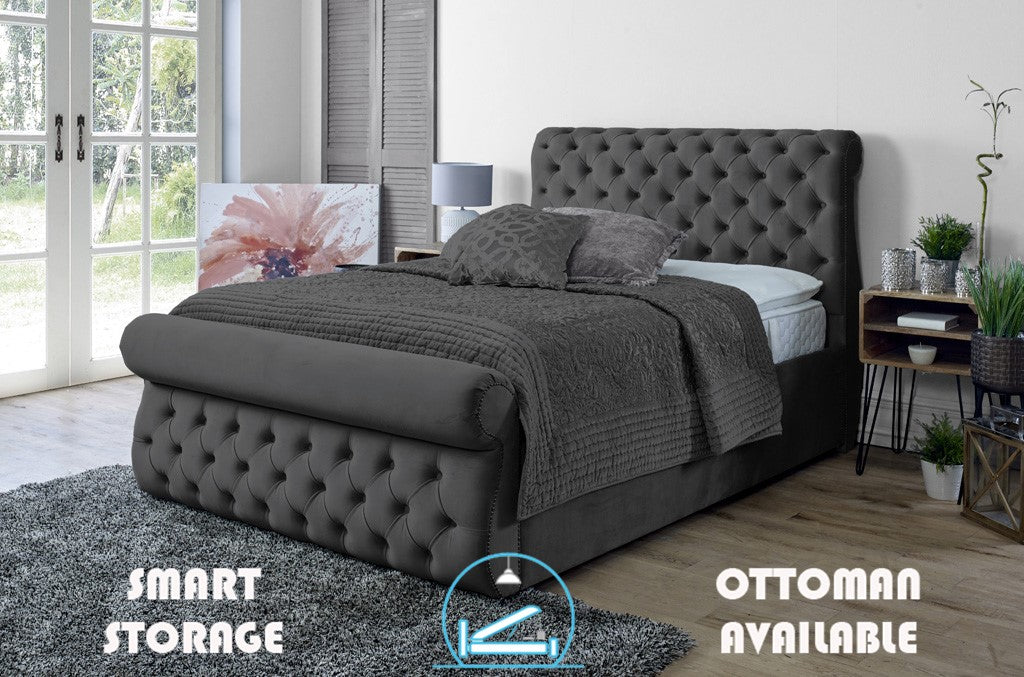 Alicante 4ft 6 Ottoman Bed Frame- Velvet Mustard
