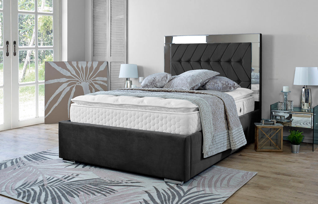 Parie 5ft Kingsize Ottoman Bed Frame- Velvet Grey