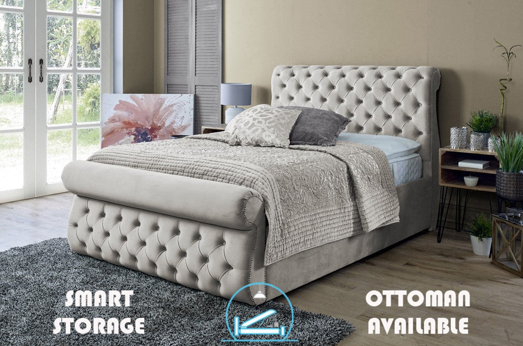 Alicante 4ft 6 Ottoman Bed Frame- Naples Silver