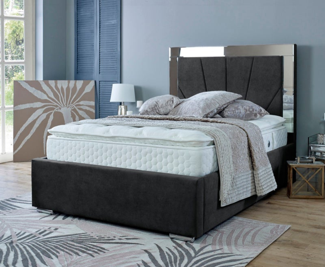 Aurora 6ft Superking Ottoman Bed Frame - Velvet Grey