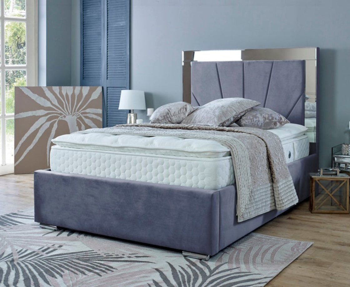 Aurora 6ft Superking Ottoman Bed Frame - Velvet Grey