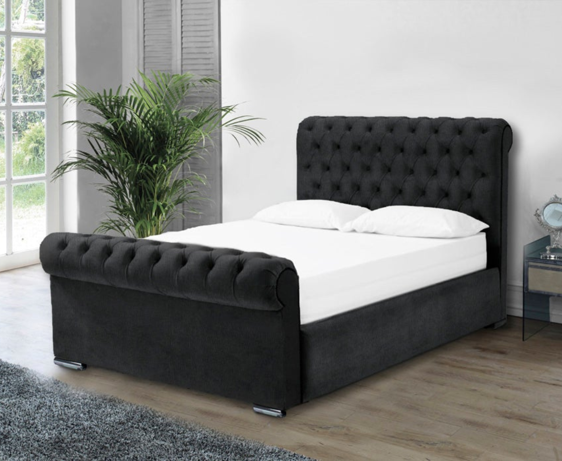 Benito 5ft Kingsize Bed Frame - Velvet Silver