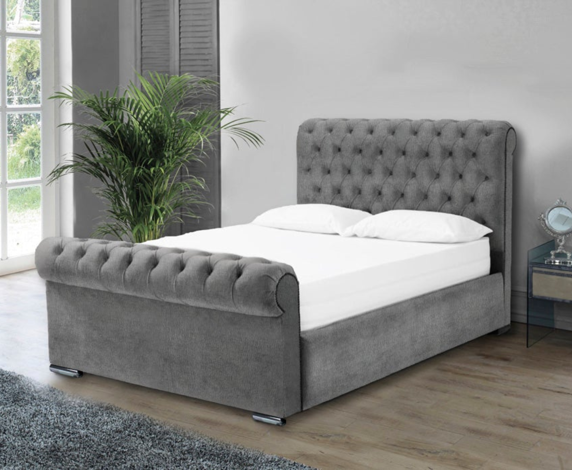 Benito 5ft Kingsize Bed Frame - Velvet Silver