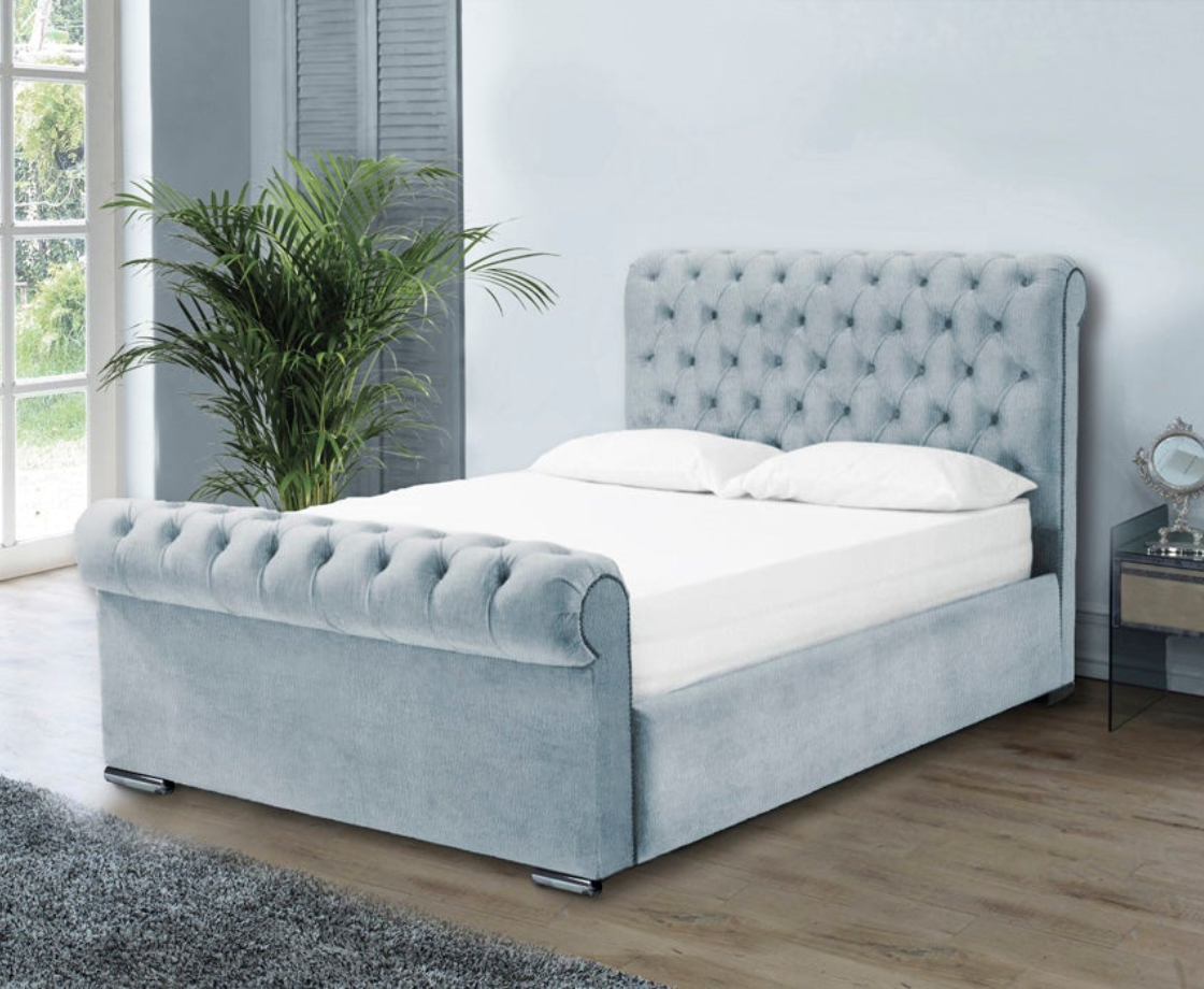 Benito 5ft Kingsize Bed Frame - Velvet Silver