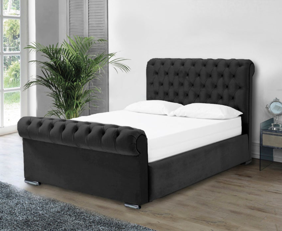 Benito 5ft Kingsize Bed Frame - Velvet Silver