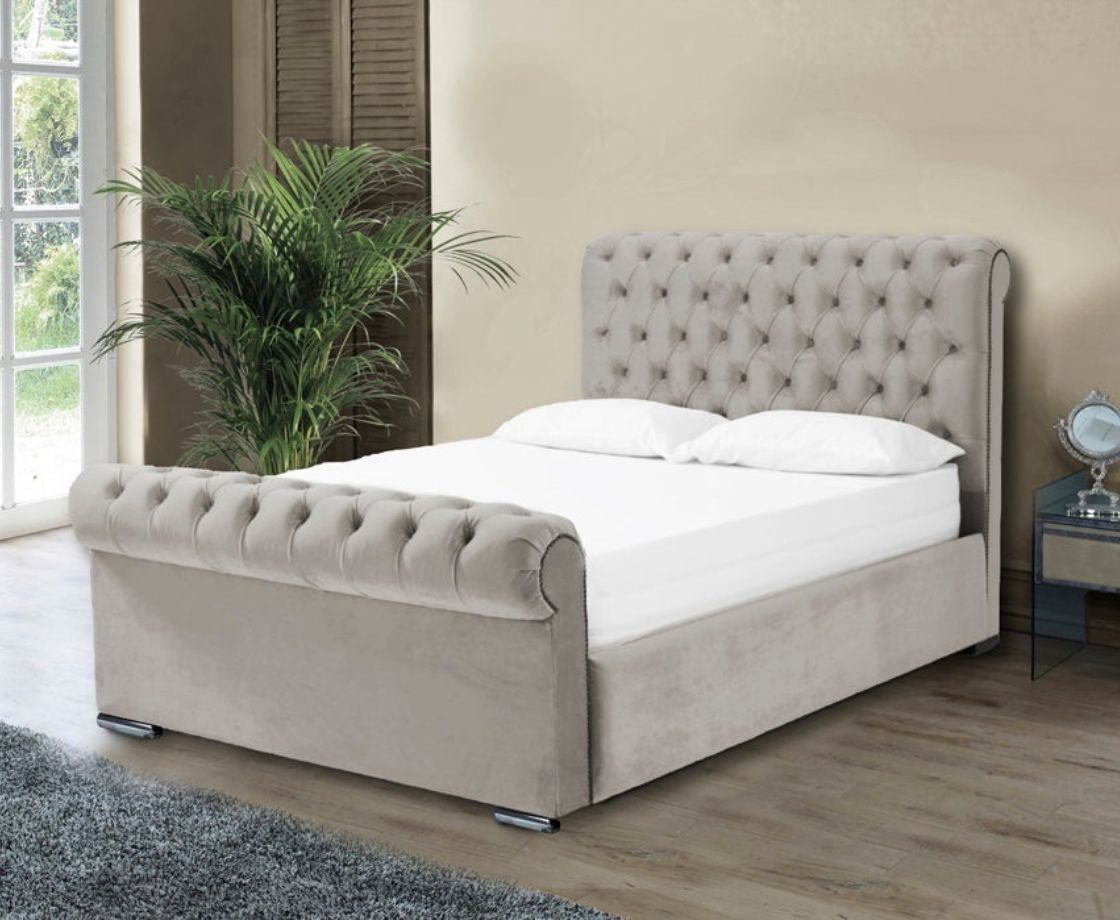 Benito 5ft Kingsize Bed Frame - Velvet Silver