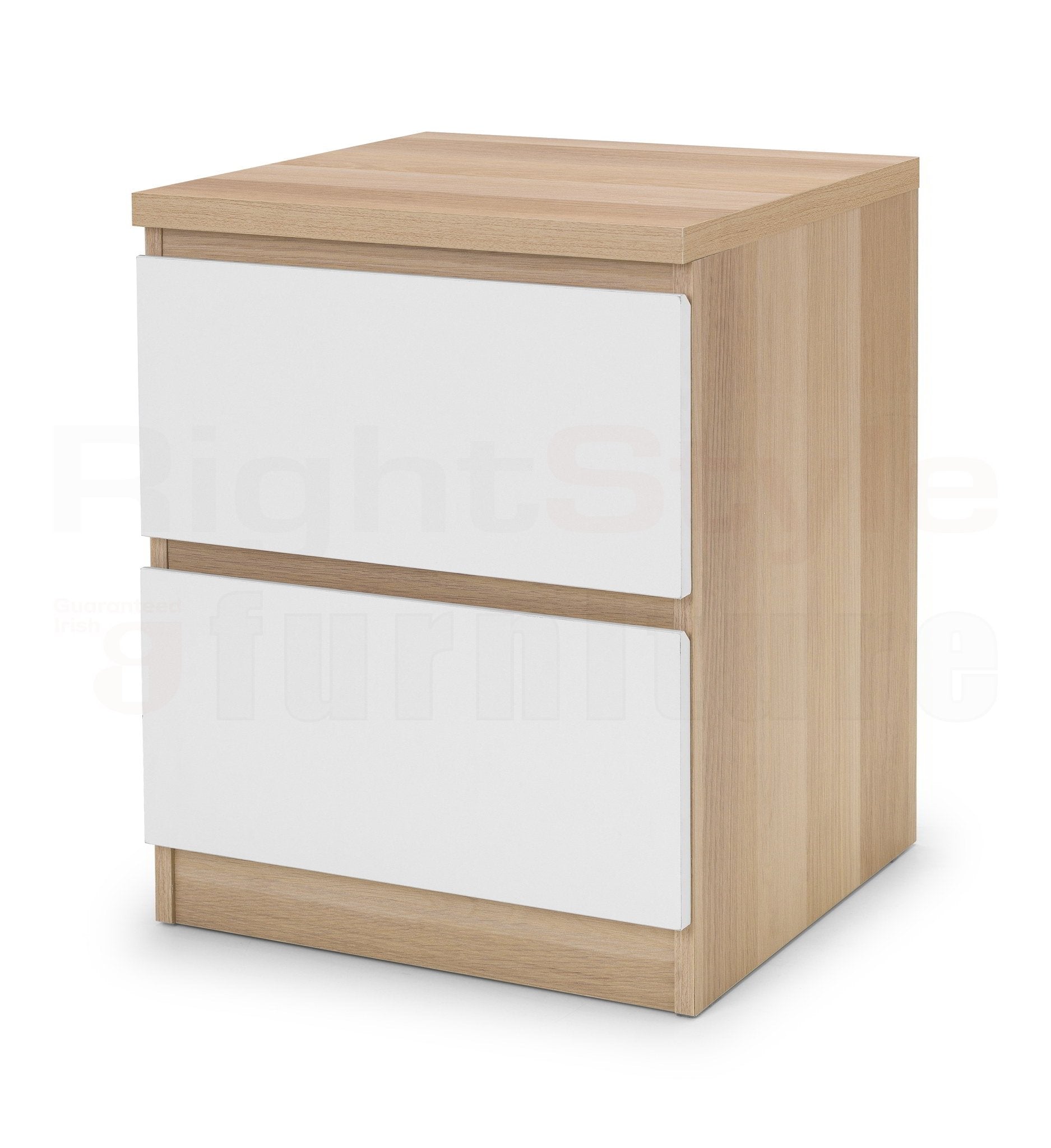 Europa  2 Drawer Bedside White & Oak
