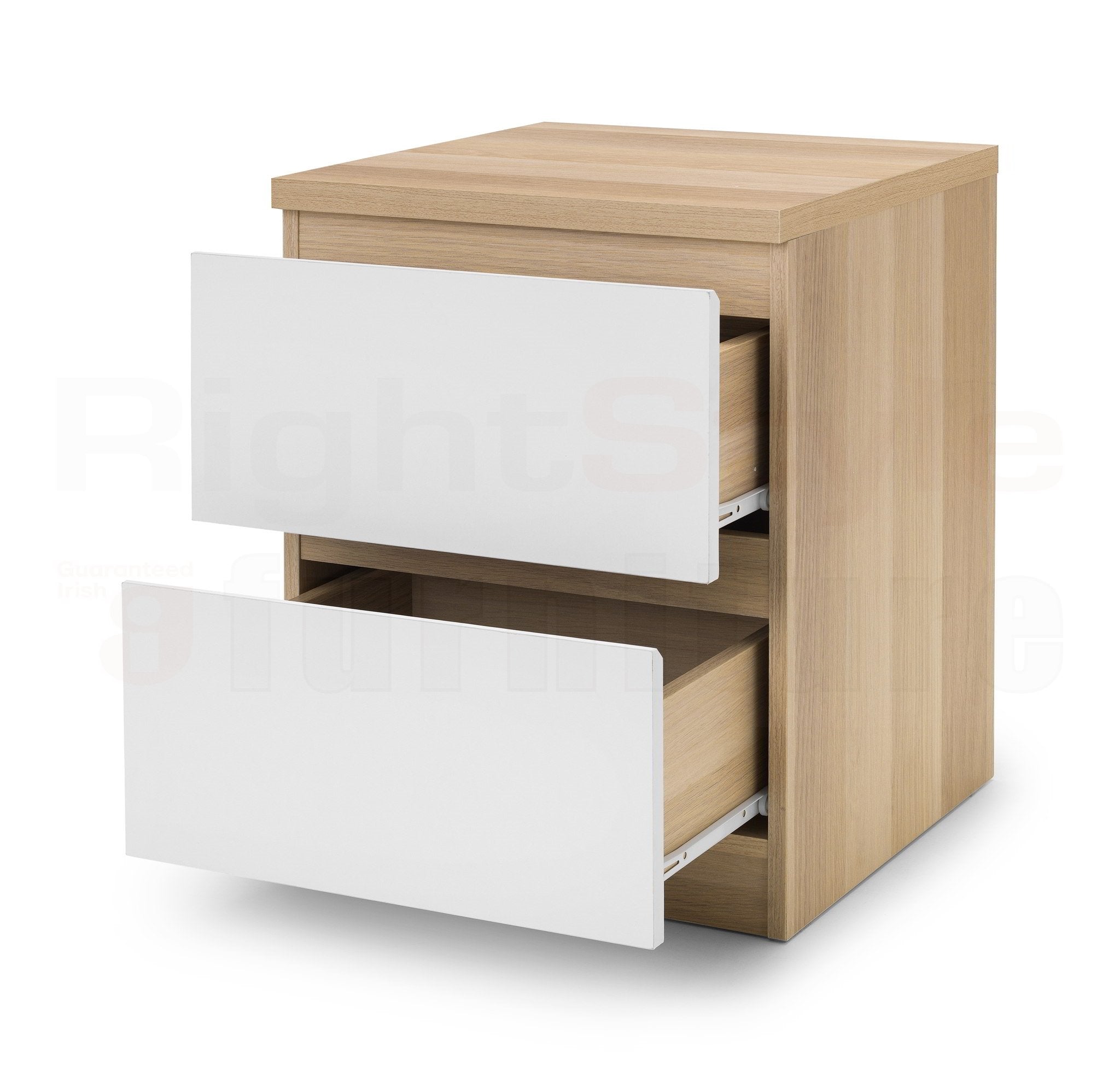 Europa  2 Drawer Bedside White & Oak