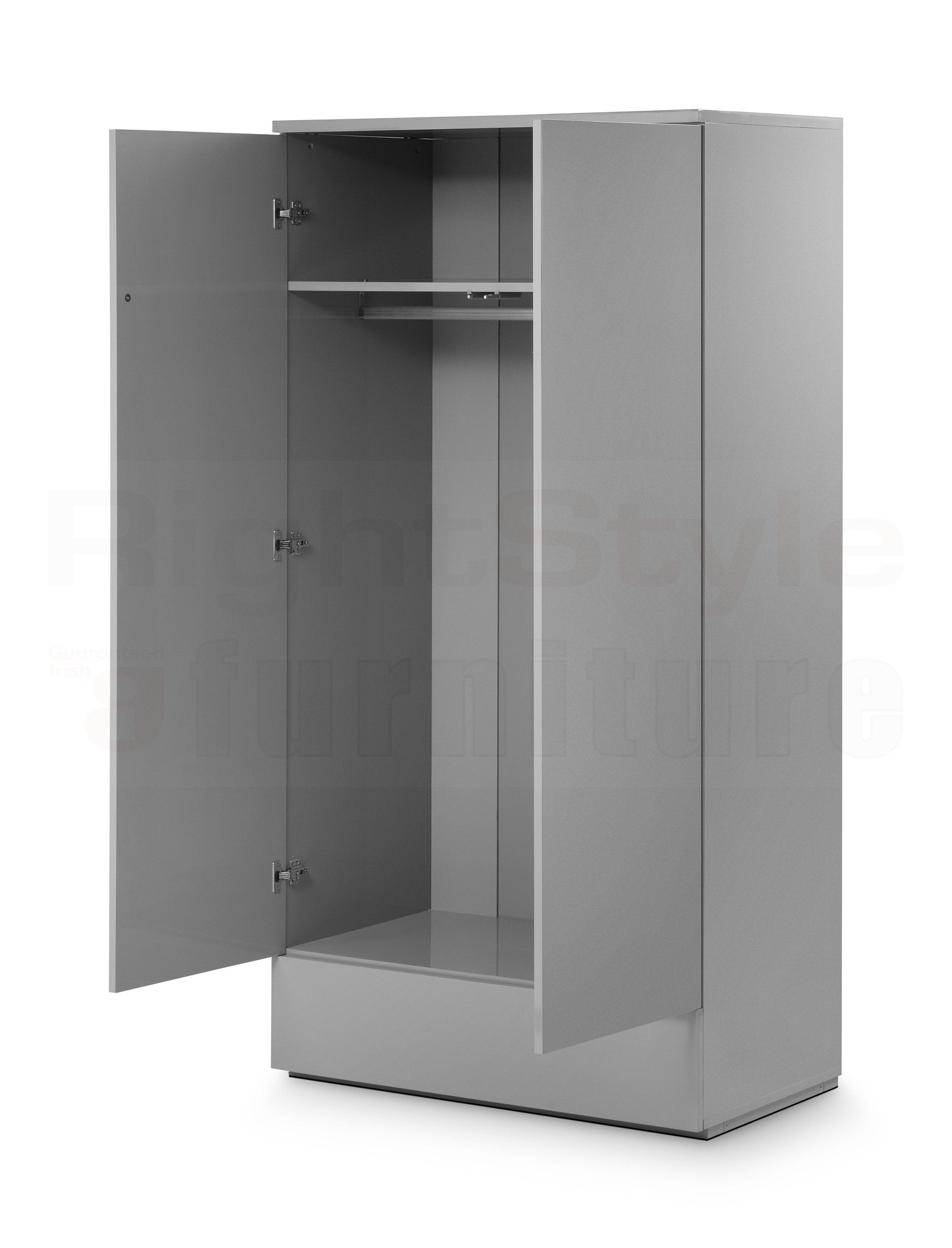 Grace 2 Door 1 Drw Wardrobe - Grey Gloss