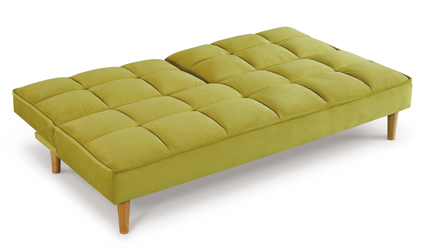 Lokken Sofa Bed with Wooden Oak Legs - Green