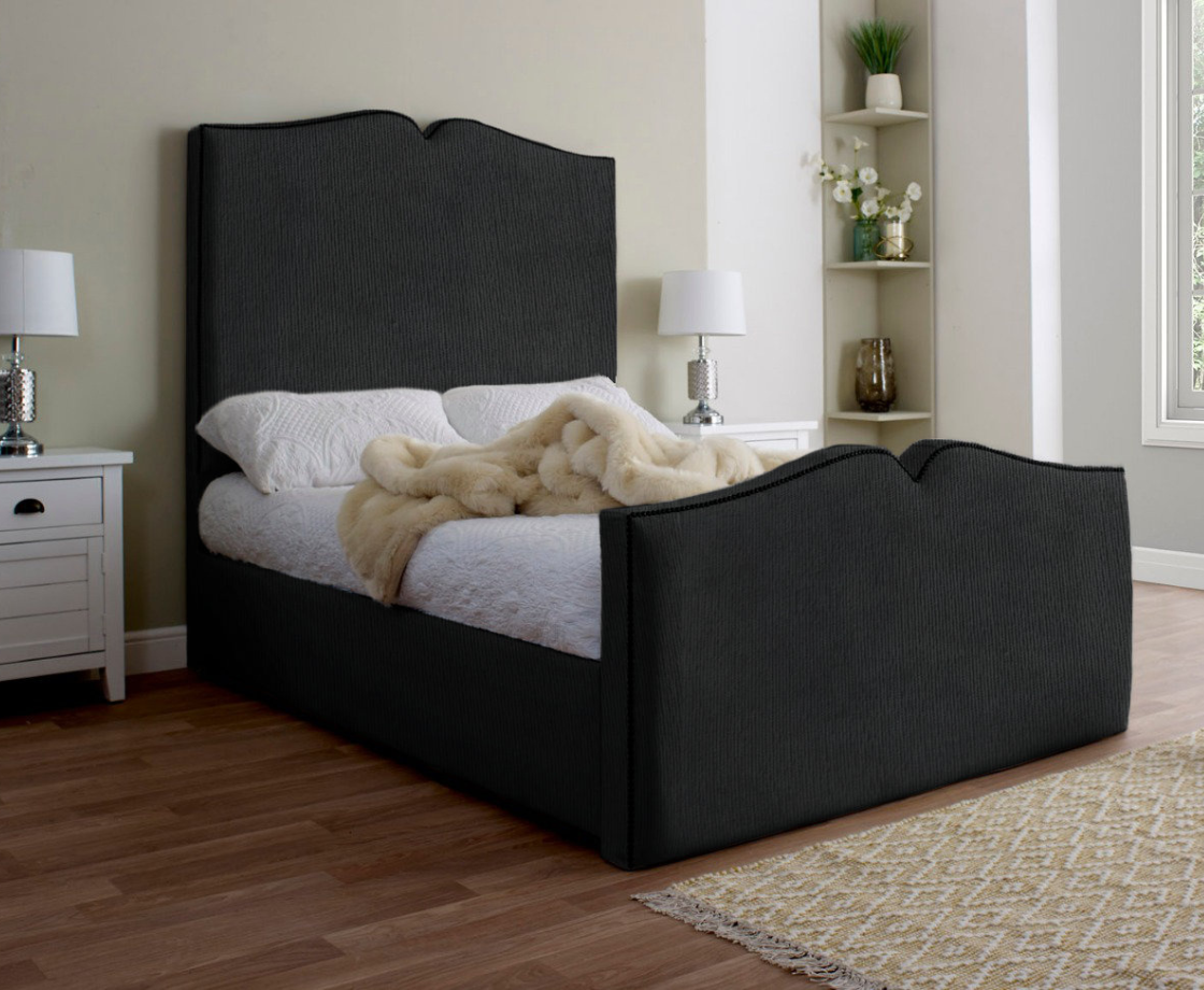 Love Heart 4ft Small Double Bed Frame - Velvet Grey