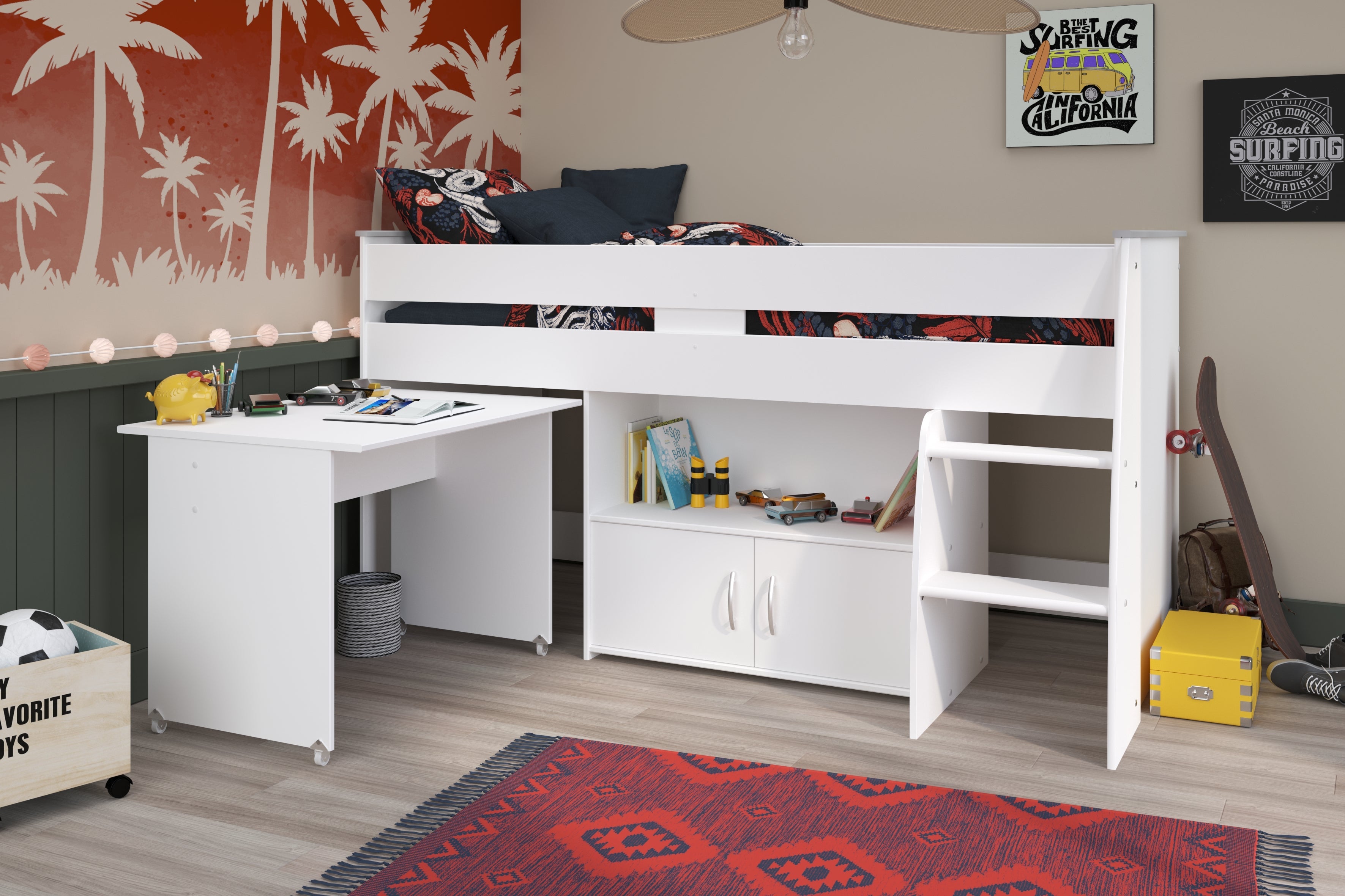 Aidan european single high sleeper bed sales with drawers